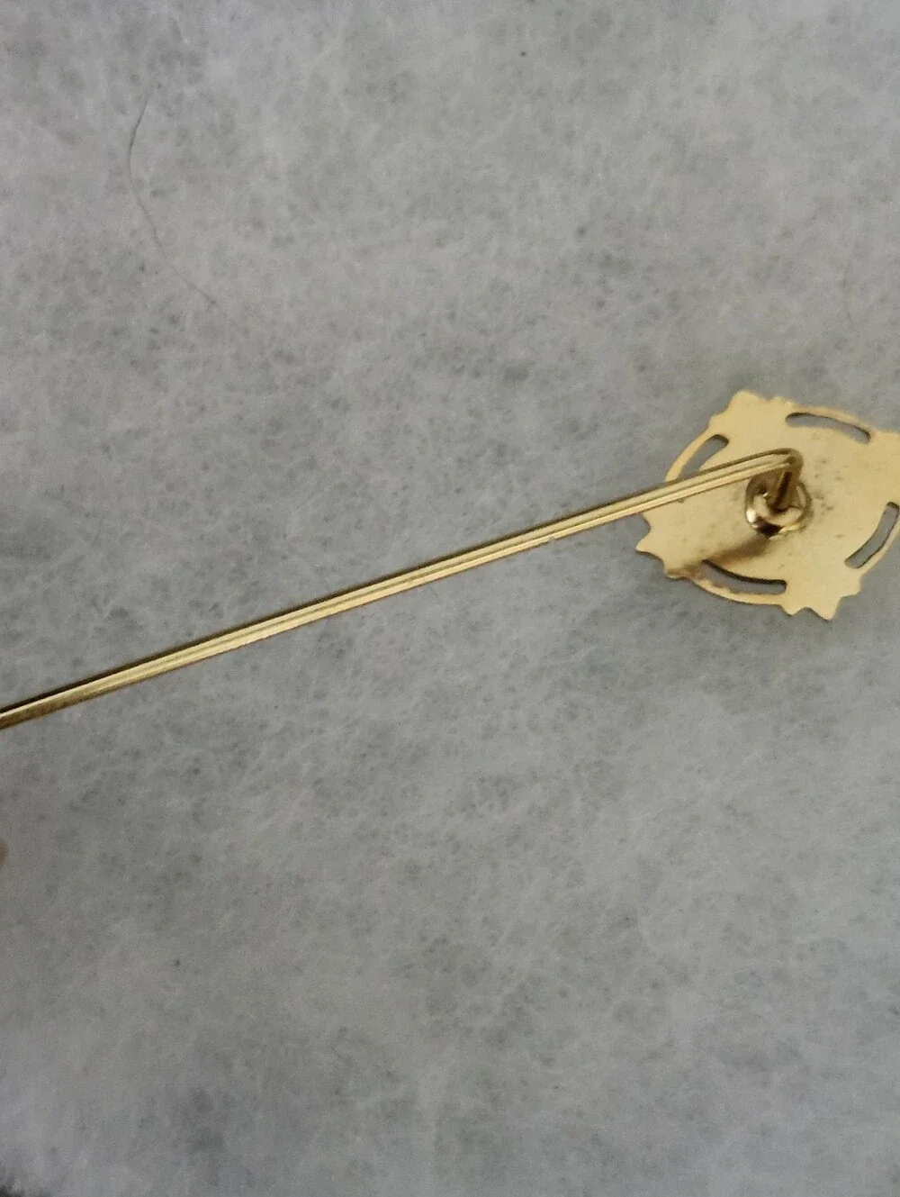 Vintage Gold Tone Floral Stick Pin with Black and White Accents